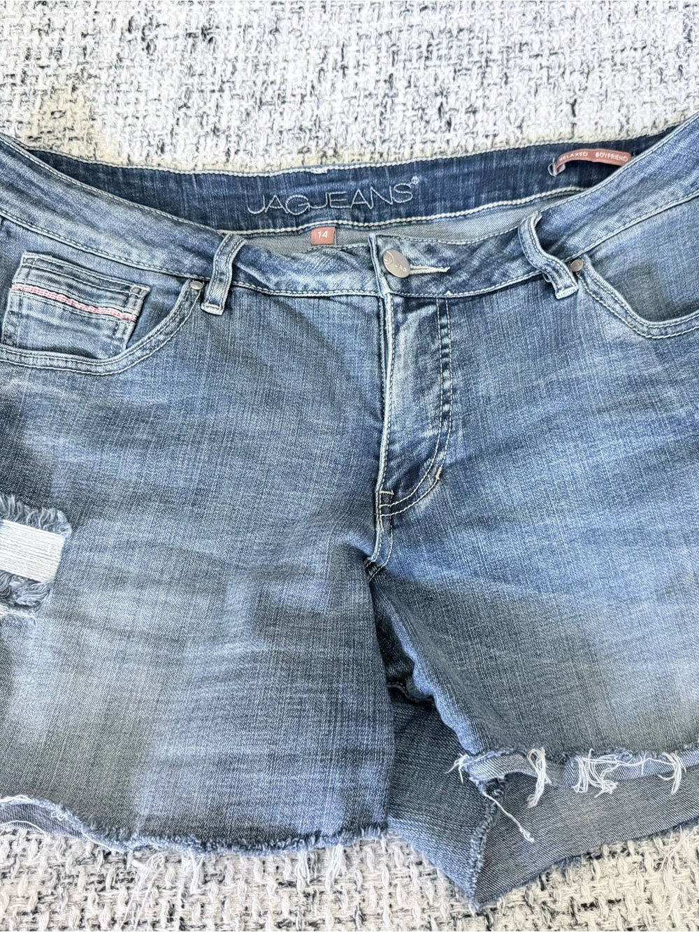Jag Jeans Distressed Blue Denim Jean Shorts